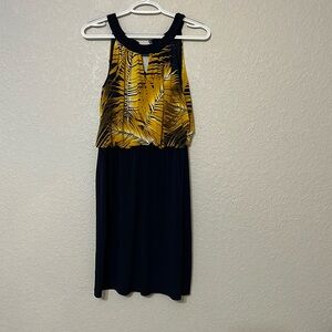 Size 8, navy blue and yellow dress